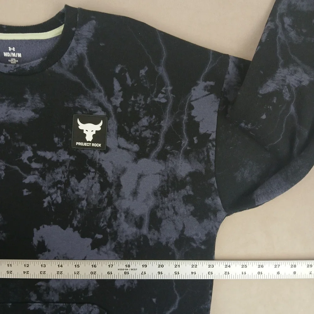 Under‎ Armour Project Rock Medium Mens Sweatshirt Fleece Pockets Lightning 23x28